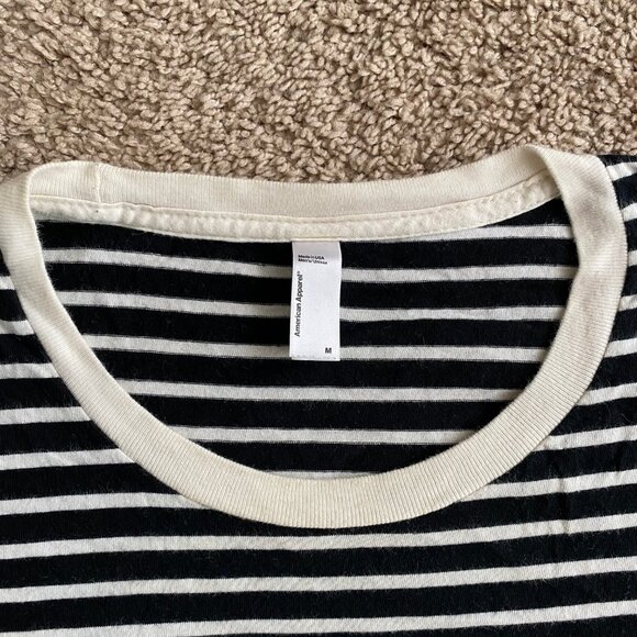 American Apparel black and white striped tee shirt - RE LISTING - Picture 2 of 2